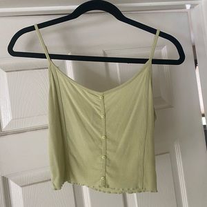 Sage Green Button Detail Crop Tank